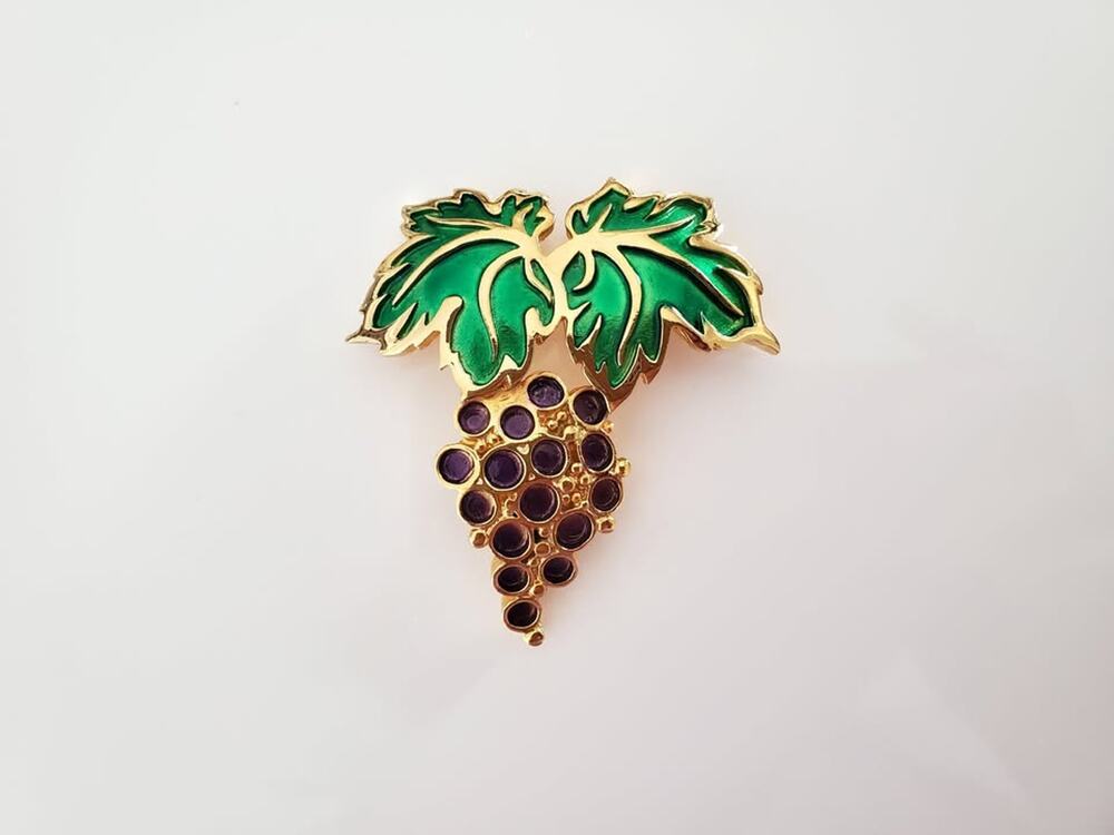 Vintage Napier Designer Purple Grape Enamel Brooch